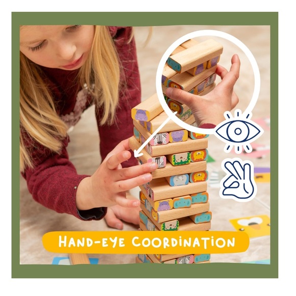 🎁🎁NENE TOYS Kids NIB 4-in-1 Educational Wooden Block Stacking Game - Picture 6 of 9